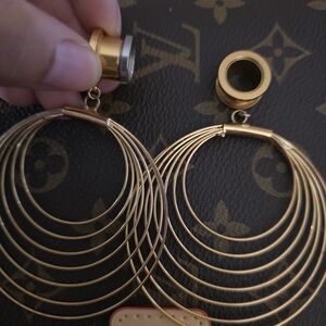 Elegant Gold Hoop Earrings 1/2 Inch 12mm Tunnels Gauges